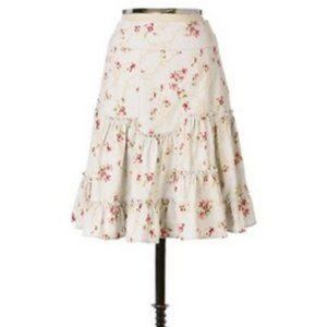 ANTHROPOLOGIE Edme & Esyllte Santa Anna Floral Corduroy Trumpet Skirt {2C31}